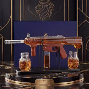Man Cave Bar accessories, Kollea Gun Whiskey Decanter Set-Limited Edition, Detachable Decanter with Bullet Shot Shaped Bottles, Cool Anniversary Birthday Gift for Him Husband Dad, Military Dispenser for Home Bar Drinking, Drinkware Stylish Utensils