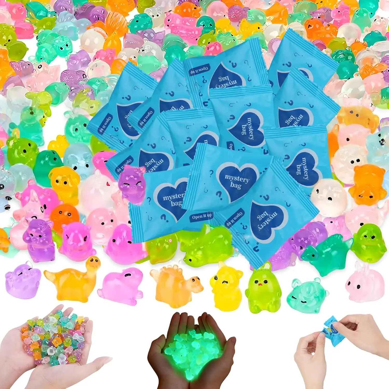 50Pcs Lightweight Smooth Glow-in-the-Dark Mini Resin Animal Figurine Set - Teeny Tiny Statues, Decor Accessories, DIY Projects Supply, Mini Gifts for Father’s Day, Modern Home Desk Ornaments