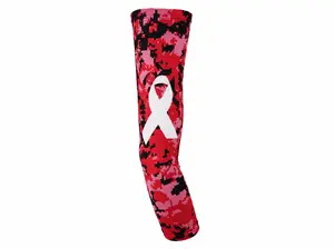 Pink-White Camo Cancer Awareness Compression Arm Sleeve - Youth & Adult Sizes, UV Protection, Sports Use