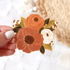 Fall Bouquet Clear Waterproof Vinyl Sticker, 3x2.75"