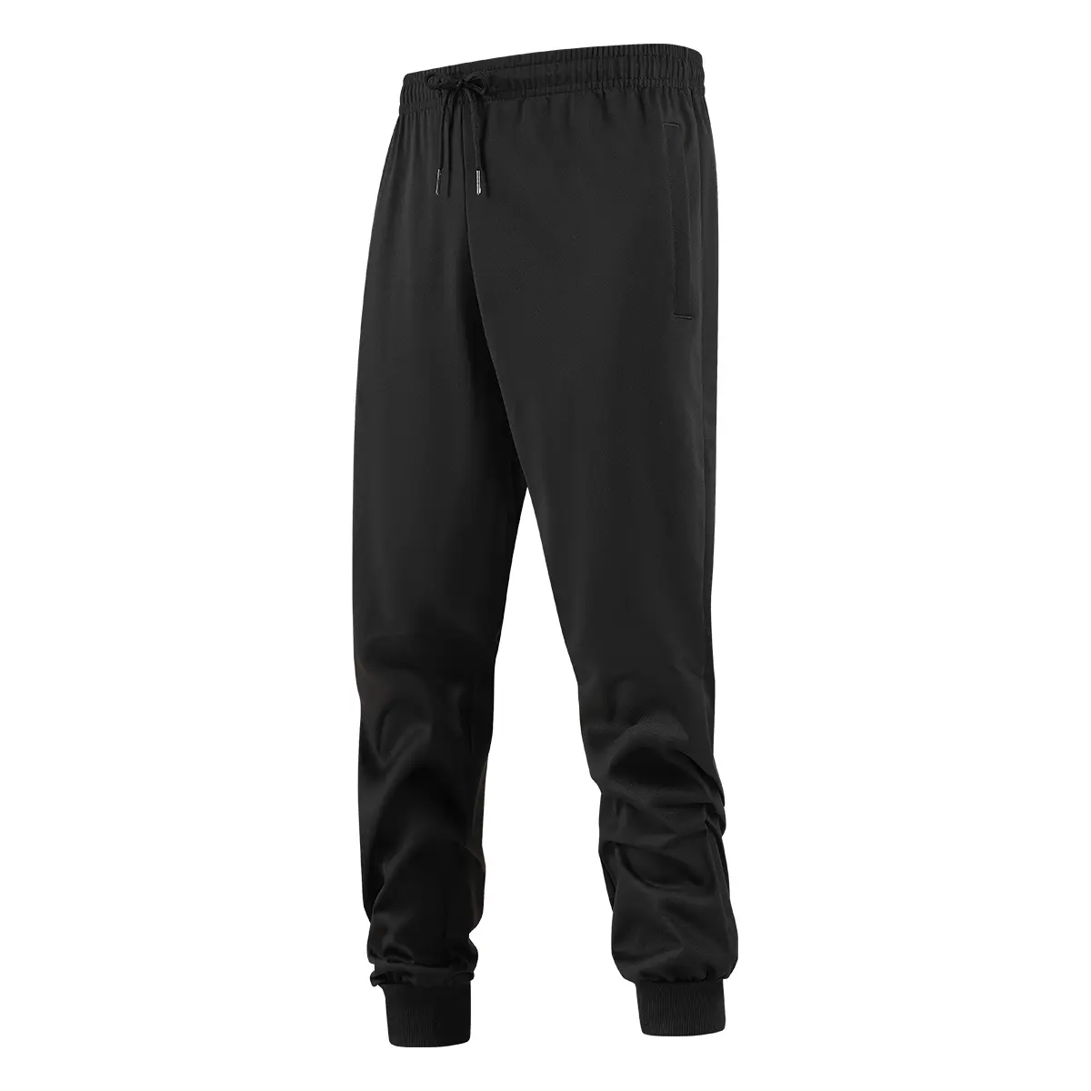 Men's Black Jogger Pants - Elastic Waist with Drawstring, Casual Slim Form-Fit Cozy Uncuffed Solid-Colored Monochromatic Sweatpants with Pockets, Breathable, Ideal for Gym, Daily Wear, Lounging, Cozy Men's Pants, Form-Fit Men's Pants