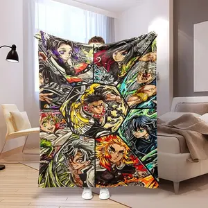 Ultra-Soft Anime Print Flannel Throw Blanket Home Sofa Bedroom Dorm Couch Office Car Travel Blankets  Gift for Men Women Boys Girls