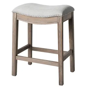 Maven Lane Adrien Backless Saddle Kitchen Counter Stool, Reclaimed Oak