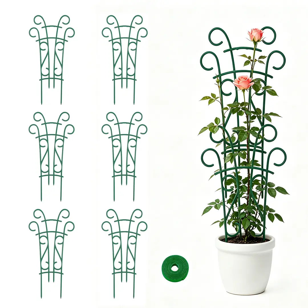 6-Piece Vertical Stackable Plant Care Set - Grow-at-Home & Decorative Trellis, 14.17 Inches Practical Rack with Elegant Look, Gardening Tool for Potted & Outdoor Climbers, Grow-At-Home Plant Care & Support, Decorative Trellis Plant Care & Support