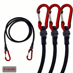 Bungee Cord with Carabiner Hooks, 4 Counts/set Durable & Versatile Elastic Tie Strap String, Kayak Paddle Accessories for Outdoor Enthusiasts