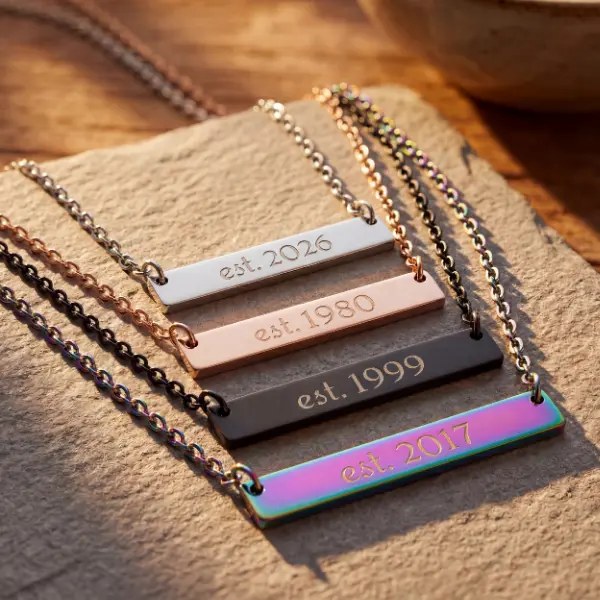 Personalized Bar Necklace Custom Date for New Mom 2026 Minimalist Name Gift Mother's Day Custom Jewelry Mom