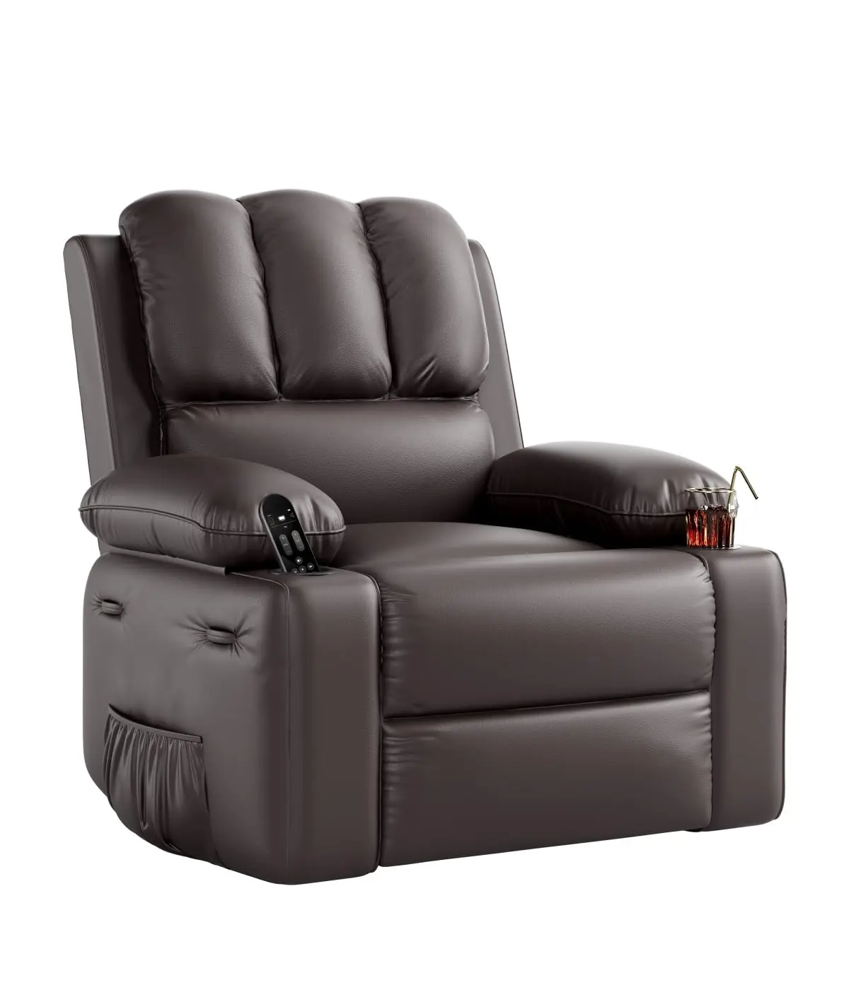 GARVEE 360° Swivel Rocker Recliner Chair with Heat and Massage, Soft High-Density Sponge, Cup Holder & Side Pocket, Available in Multiple Colors for Living Room, Bedroom, and Nursery