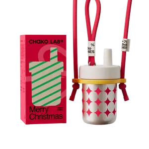 CHaKO LAB Christmas Kids Water Bottle 16oz Vacuum Insulated Stainless Steel with Carrying Rope Straps for School Travel Starlight Design Leak Proof