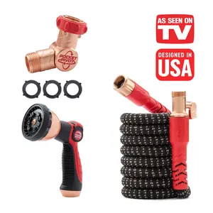 Pocket Hose Copper Head, Expandable Garden Hose, Kink Free Hose, Adjustable High Pressure Nozzle