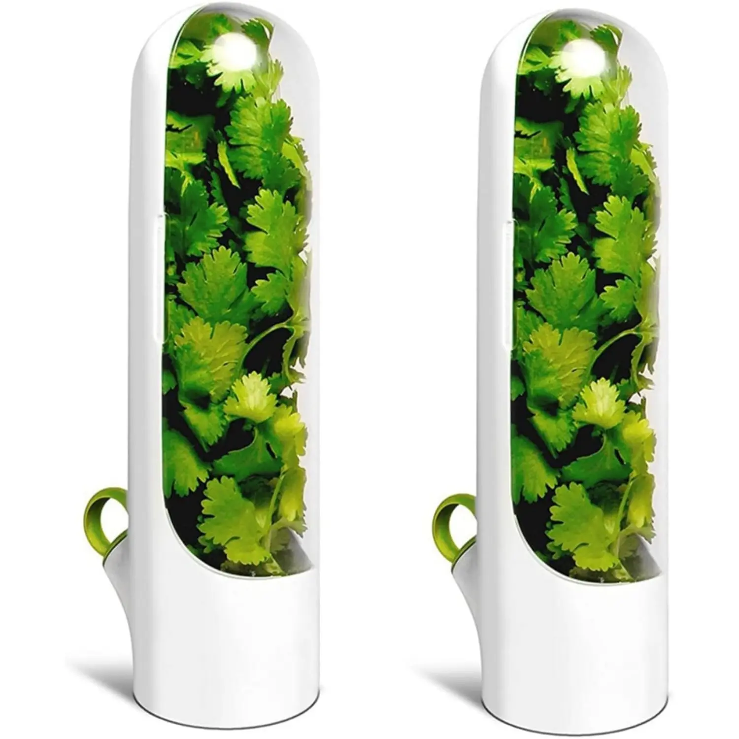 2PCS Herb Saver Pod Food Preservation Container with Detachable Lid, Transparent Vegetable Keeper for Cilantro Mint Parsley Asparagus, Canister Food Storage Keeps Greens Fresh 2-3 Weeks, Kitchenware Gift for Thanksgiving Christmas, Bottle, Utensils