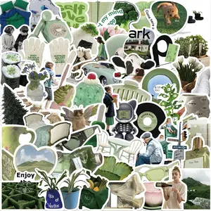 Green Theme Sticker, 62/1240pcs/set Creative Decorative Sticker, DIY Decals for Water Bottle, Laptop, Phone Case, Scrapbooking, Journal, Ornaments