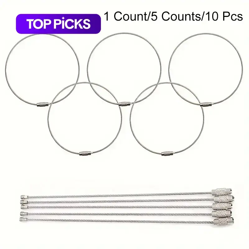 Stainless Steel Keychain Ring, Wire Keychains Cable, Large Key Ring Loop Holder, Key Rings Heavy Duty, Keyrings, Heavy Duty Luggage Tag Keeper, Outdoor Camping Hiking Accessories, Hardware Accessories, Keychain Lanyard