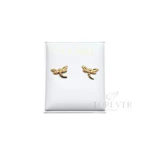 Forever 14KT Gold Dragonfly Earrings - Elegant Gold-Tone Dragonfly Studs for Everyday Wear