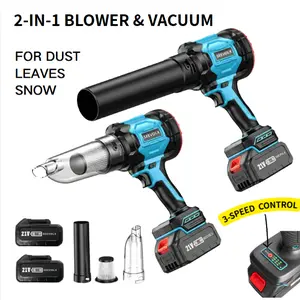 2-in-1 Cordless Leaf Blower & Vacuum|   21V 3-Speed, 2x3.0Ah Batteries|   1000G Wind Pressure for Lawn, Patio & Car Cleaning