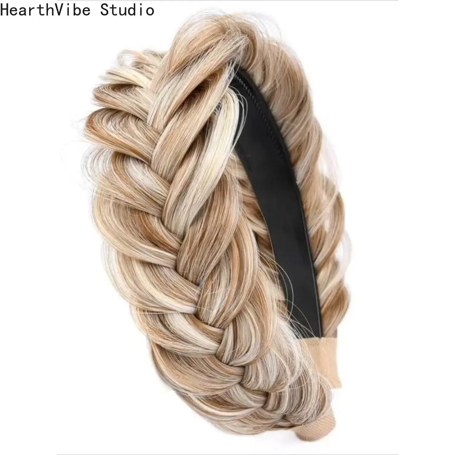 Wide Braided Headband for Women, Sandy Gold Stretchy Fashion Hair Accessory with Unique Weave, Comfortable for All-Day Wear, Stretchy Headbands, Elastic Headbands