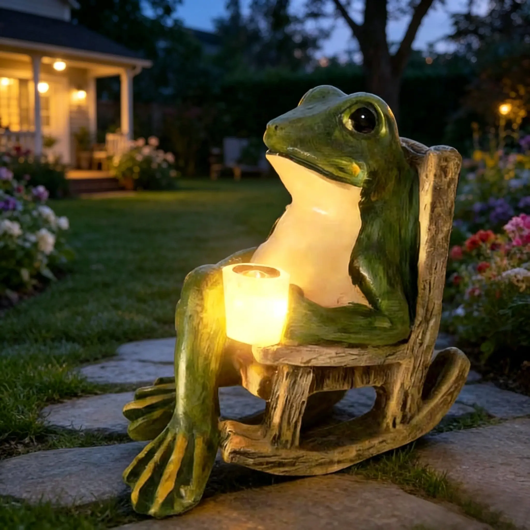 Solar Powered Mini Frog Garden Statue – Whimsical Frog Design Decoration, Suitable for Indoor and Outdoor Garden Sculpture, Perfect Birthday, Valentine’s Day, and Housewarming Gift, Decorative Figurine