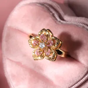 Princess Rapunzel Ring, Adjustable Tangled Fidget Stress Relief Jewelry, Flower Spinning Ring, Rose Gift for Dreamers & Kids