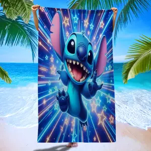 Stitch Blue Starlight Beach Towel, Quick-Dry Bath Towel, Portable Home Use Outdoor Vacation, Super Absorbent Microfiber, Ideal Gift