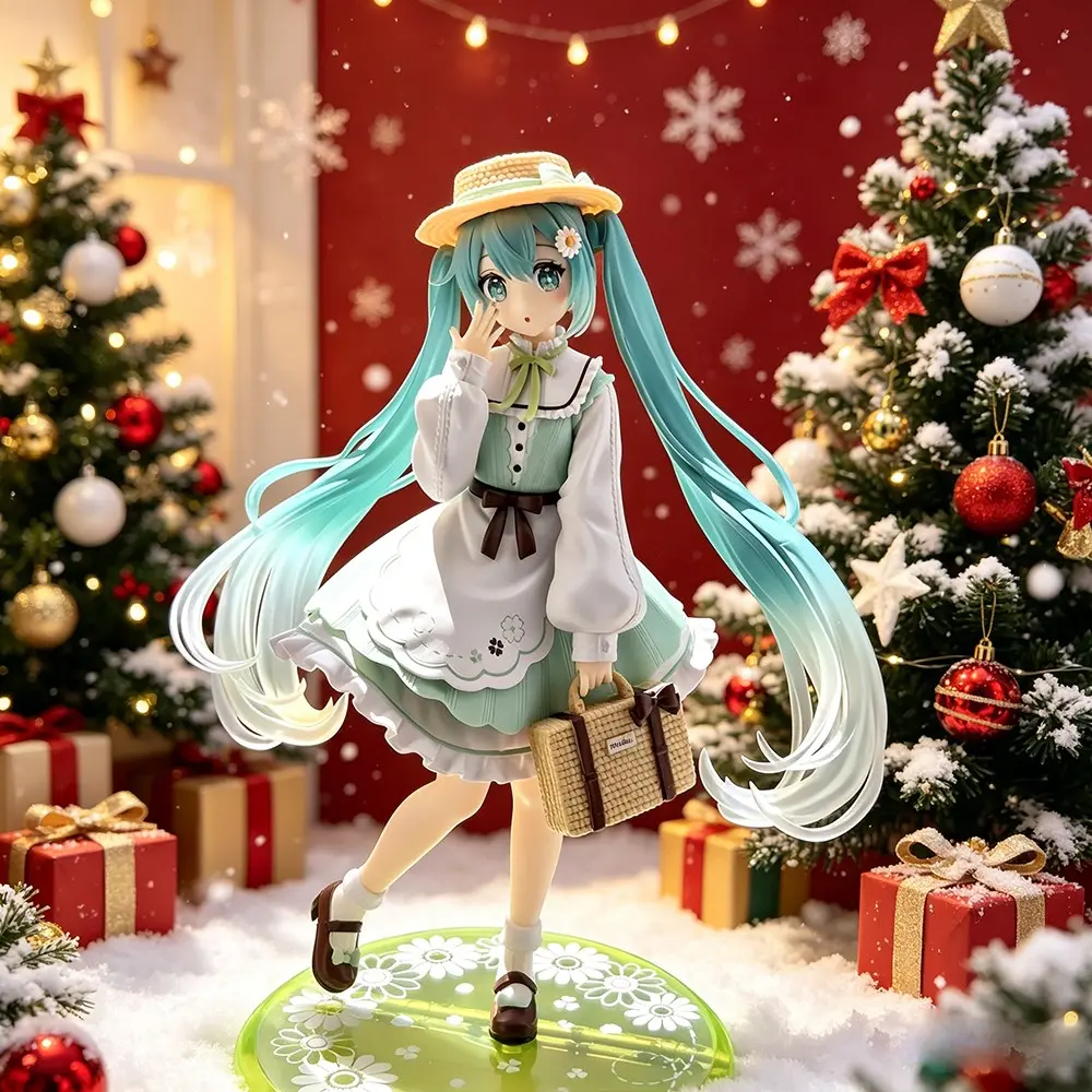 One Piece Hatsune Miku Figure, Spring Picnic Casual Outfit Version ，Miku Collectible Statue, Anime Girl with Straw Hat & Basket，Miku Anime Figure, Vocaloid Collectible for Fans & Display