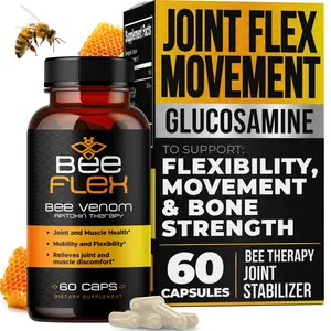 AURA VITAMINS Bee Flex Joint Support Supplements - Glucosamine & Turmeric for Joint & Muscle Health, Enhanced Mobility, Flexibility, and Comfort - Natural Cartilage Support Complex - 60 Capsules (1)