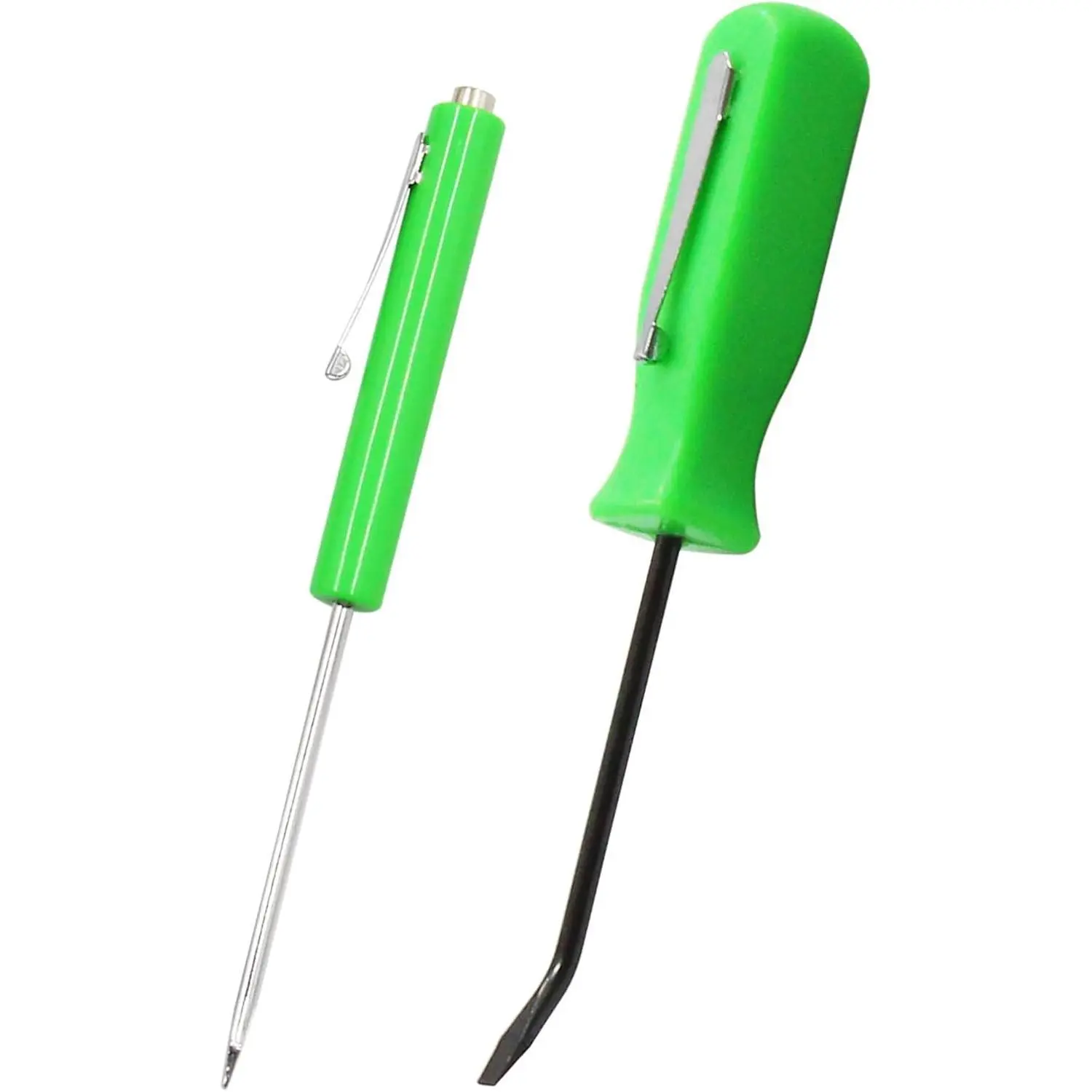 2Pcs Green Mini Pocket Screwdriver and Pry Bar Flathead | Portable with Strong Magnetic