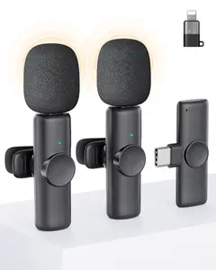 CZOCPOS Wireless Microphone for iPhone iPad and Android Phone, 2 Pack Wireless Lavalier Lapel Mic with Noise Reduction, Plug and Play Mini Microphone for Video Recording Interview Podcast YouTube TikTok Vlog