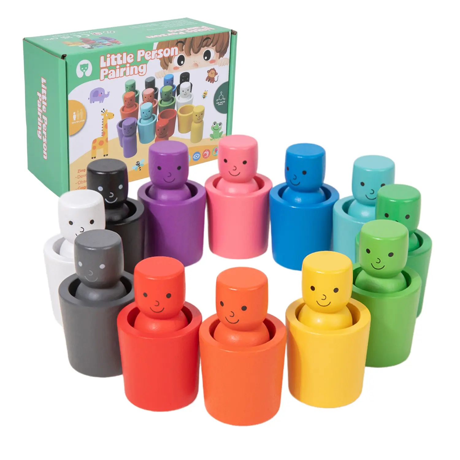 Montessori Color Sorting Cups, Wood Color Sorting Sensory Toy, Stacking Cups Toys for Ages 3-4, Preschool Learning Educational Montessori Sensory Training Activities Toys, Preschool Learning Tool