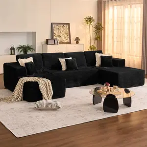 133‘’ U-Shaped Corduroy Modular Sofa Cloud Style Oversized 5-Seater with Chaise Pillows Included No Assembly Required Convertible Space-Saving for Living Room Bedroom Office Indoor Furniture Sets Christmas - Boneless Sectional Couch