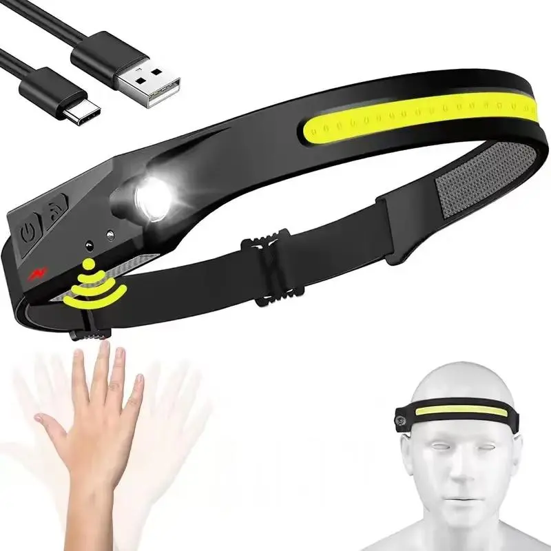 230° Wide Beam LED Headlamp Rechargeable, 1000 Lumens Motion Sensor Head Lamp, 70g Lightweight COB & XPE Dual Light Source Headlight, IPX4 Waterproof for Camping Hiking Running Fishing Repair