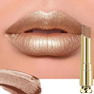 Huasurv Women's Long-Lasting Shimmer Lipstick Balm, Makeup, Lipstick Lipgloss, Moisturizing Hydrating Glossy Finish, Metallic Sheen, Fade-Resistant, Perfect for Parties and Dates, Hydrate