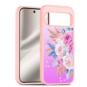 Rosebono Google Pixel 9A / Pixel 9 / Pixel 9 Pro / Pixel 9 Pro XL / Pixel 10 / Pixel 10 Pro / Pixel 10 Pro XL Case Graphic Translucent Matte Hybrid Gradient Transparent Soft TPU Clear Skin Cover Protection Case