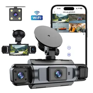 Car Dash Cam 4 Channel Box, Fhd 1080P Front & 720p Side Cameras, Night Vision, Loop Recording, 24h Parking Monitor, WiFi, APP Control, Wifi Car Dashcam