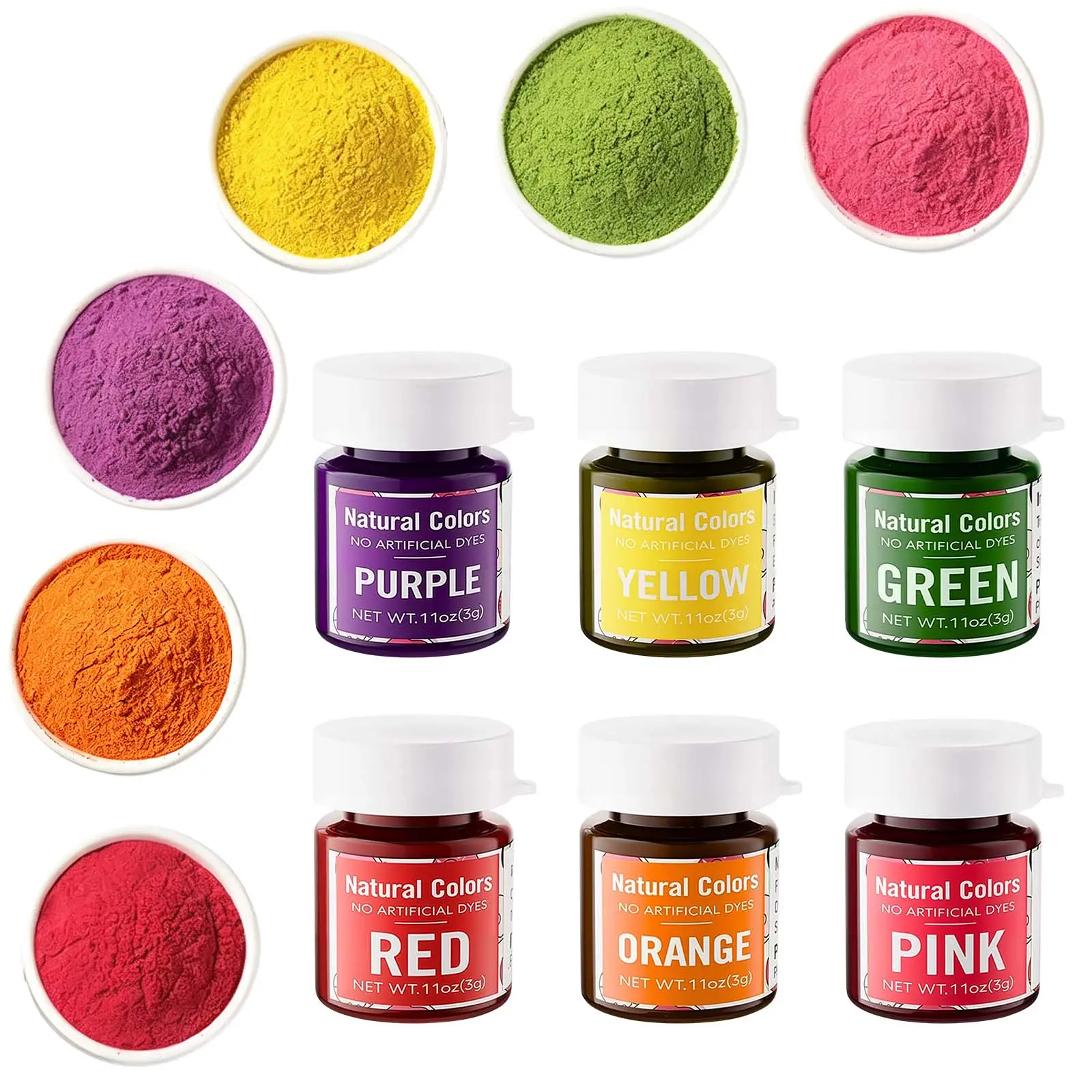 6 Natural Food Coloring Powder 3g/Bottle – 100%Plant-Based Professional Water Soluble Pigment for Cake Coloring, Drinks, Macarons & Baking – Vibrant Matte Finish, Vegan & Food Grade Nata, Bake, Edible