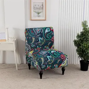 Floral/Plant/Geometric Print Chair Cover, 1 Count Soft Comfortable Stretch Chair Slipcover, Chair Protector for Home Living Room Bedroom Hotel Dining Room