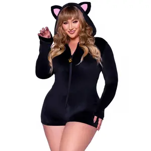 Plus Comfy Cat Cute Halloween Costume Romper