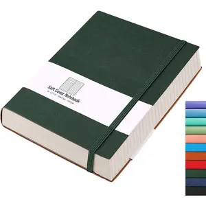 Notebook College Ruled  320 Numbered Pages Large B5 Thick Journal Lined Notebook for Work, 100gsm Thick Paper, Softcover, for Women Men Work School, 7.6'' X 10''Green