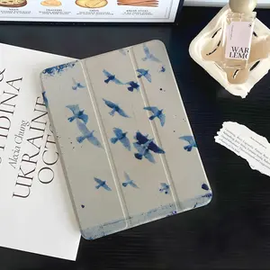 Creative blue flying pigeon element pattern tablet protective caseSuitable for iPad Mini, Air, Pro 4, 5, 6, 7 (2017, 2018, 2019, 2020, 2021, 2022, 2023, 2024, 2025 models), and Samsung S6, 7, 8, 9, 10FE + A7 LITE tablet cases.