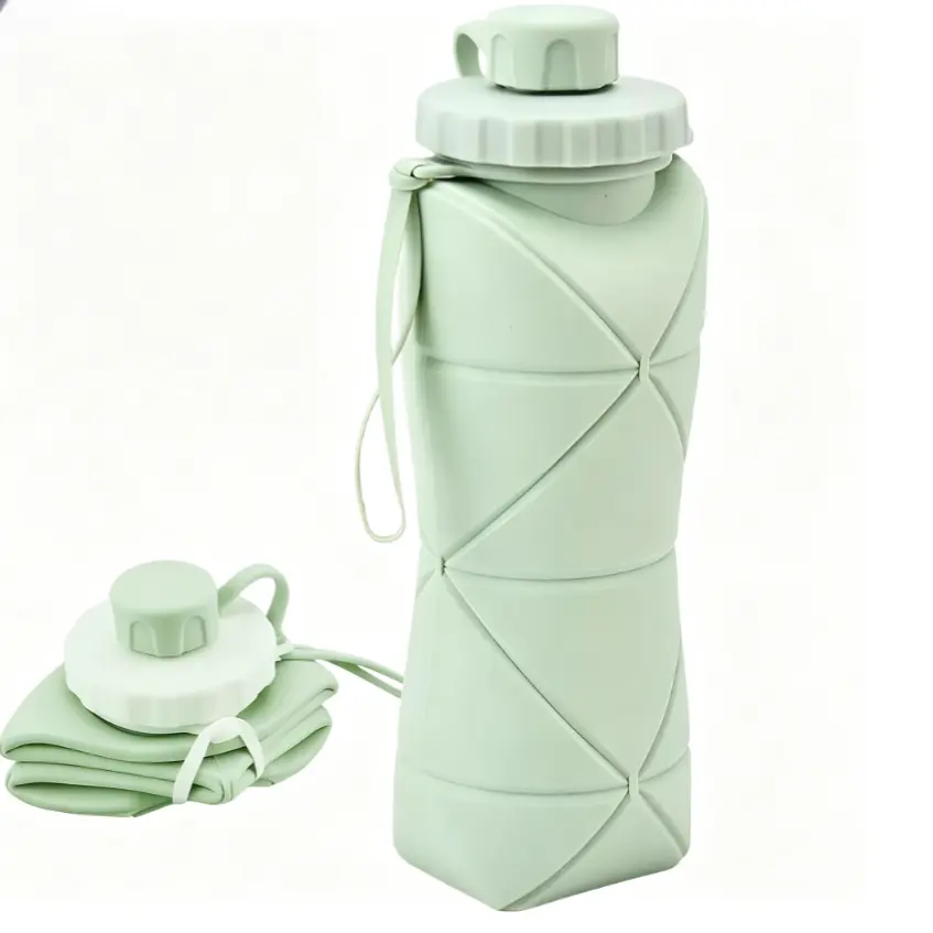 Collapsible Silicone Water Bottle 20.3oz | Leakproof Foldable Travel Water Cup, BPA Free Food Grade Silicone Portable Reusable Hydration Bottle for Travel Camping Hiking Gym