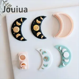 2pcs Moon Shape Geometric Polymer Clay Cutters for Jewelry Making and Clay Earrings Crafting - Basic Polymer Clay Cutters Mold