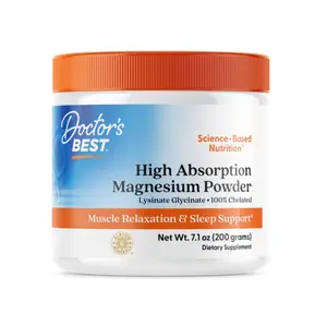 Doctor's Best High Absorption Magnesium Powder Dietary Mineral Healthcare Supplement for Men & Women – 100% Chelated Lysinate Glycinate – Non-GMO, Vegan, Gluten-Free, Soy-Free, Natural – Sleep, Headache, Muscle, Bone, Heart Support