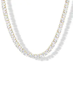PAVOI 14K Gold Plated Pear Cubic Zirconia Tennis Necklace for Women – Tennis Chain Necklaces – Sizes 15" and 18"