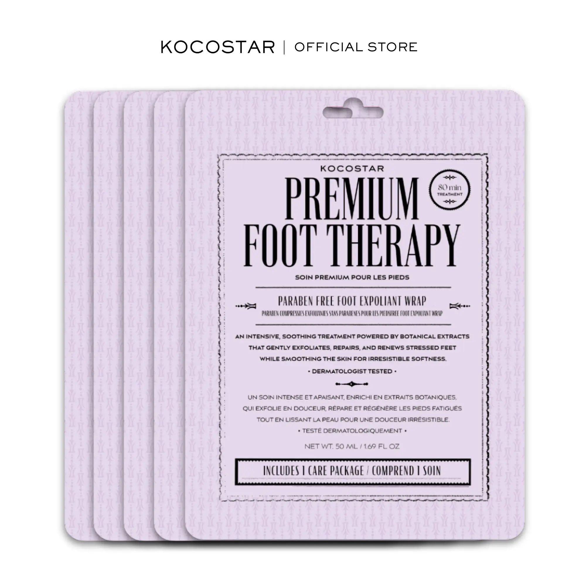 [Kocostar] Premium Foot Therapy | Exfoliating Foot Peel Mask for Cracked Skin, Dry Foot Treatment Care, Removes Rough Skin and Calluses, Korean Skincare (5 pack)
