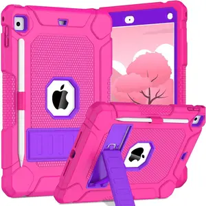 Case for iPad 6th 5th Generation (9.7 inch, 2018/2017), Shockproof Protective iPad 9.7 Case with Built-in Stand/Pencil Holder for iPad 6th/5th Gen, Air 2, Magenta