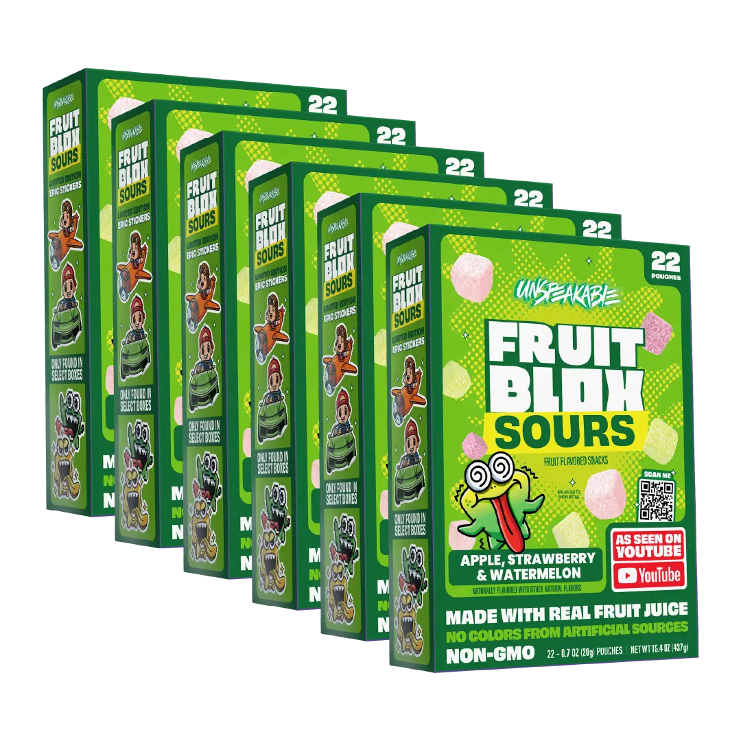 FruitBlox Sours Unspeakable Apple Strawberry Watermelon Fruit Snacks, 132 Count