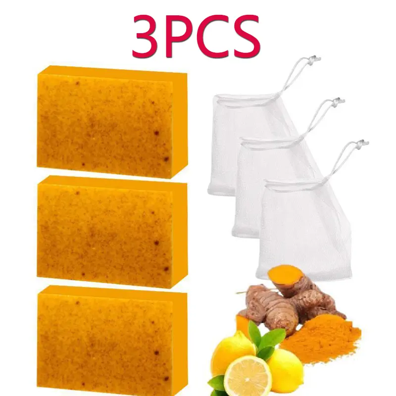 Turmeric Lemon Kojic Acid Ginger Handmade Essential Oil Soap, Multipurpose Bath & Facial Cleansing Bar for Western Market