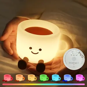 Coffee Cup Night Light, Gifts for Coffee Lovers, Rechargeable Dimmable Color Changing Night Lamp, Soft Silicone Cute Touch Control Desk Lamp, Ideal Mother's Day & Nurse's Day Funny Birthday Gifts for Women