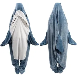 Shark Blanket Hoodie Onesie for Adult & , Wearable Shark Sleeping Bag, Soft Cozy Onesie Costume