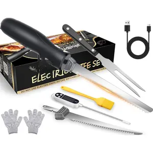 Cordless Rechargeable Electric  Easy Slice and Assemble with Storage Case,  Serrated Edge  Slicer Set with  Handle and Safety Lock for Turkey, Meat, Sourdough, Ribs, Fillet and