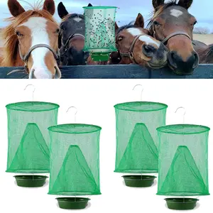 Dazone 4PCS Reusable Ranch Fly Catcher Killer Cage Net Trap Insert Bug Pest Hanging Catcher for Indoor and Outdoor, Family Farms, Park