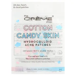 The Creme Shop Cotton Candy Skin, Hydrocolloid Acne Patches, Star, Heart & Cloud, 24 Patches
